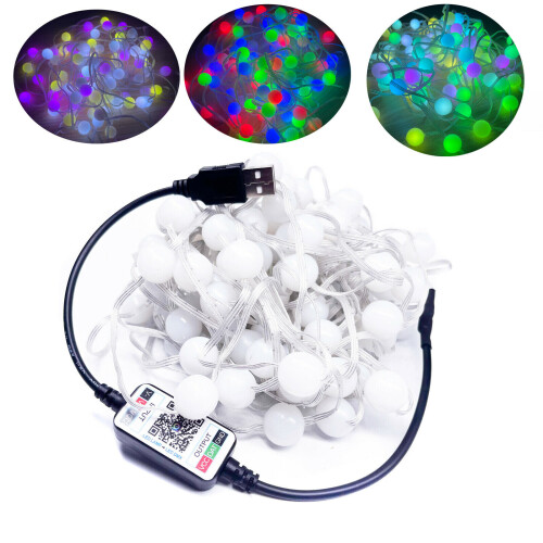 Ranpo 100 LED Globe Ball USB String Lights Fairy Lamp Waterproof App Control 2