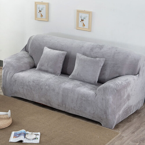 (Gray, 1 Seater) Easy Fit Sofa Slipcover Stretch Protector Plush on OnBuy
