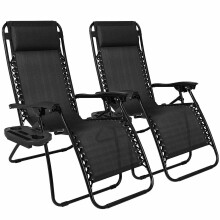 Set Of 2 Zero Gravity Sun Lounger Recliner Beach Chair Patio Lounger