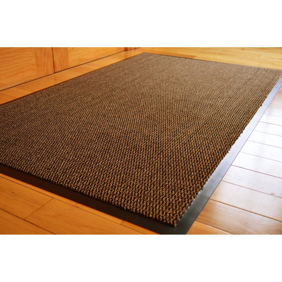 (90cm x 150cm) Abaseen Shaggy Rug Carpet With Underlay in Brown