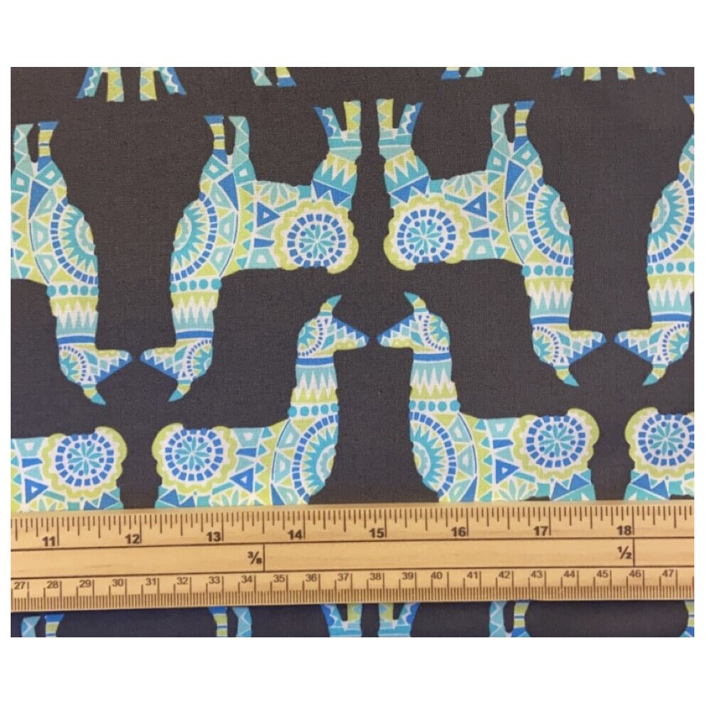 Michael Miller Fabrics Fat Quarter Llama Rama Green And Blue 100% Cotton Quilting Fabric