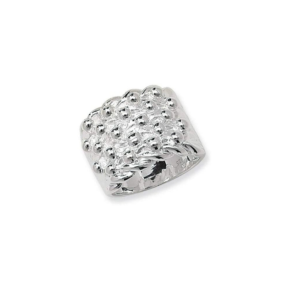 (W) Keeper Ring Men's Solid Silver Heavy Gents 5 Row Keeper Ring  23 Grams