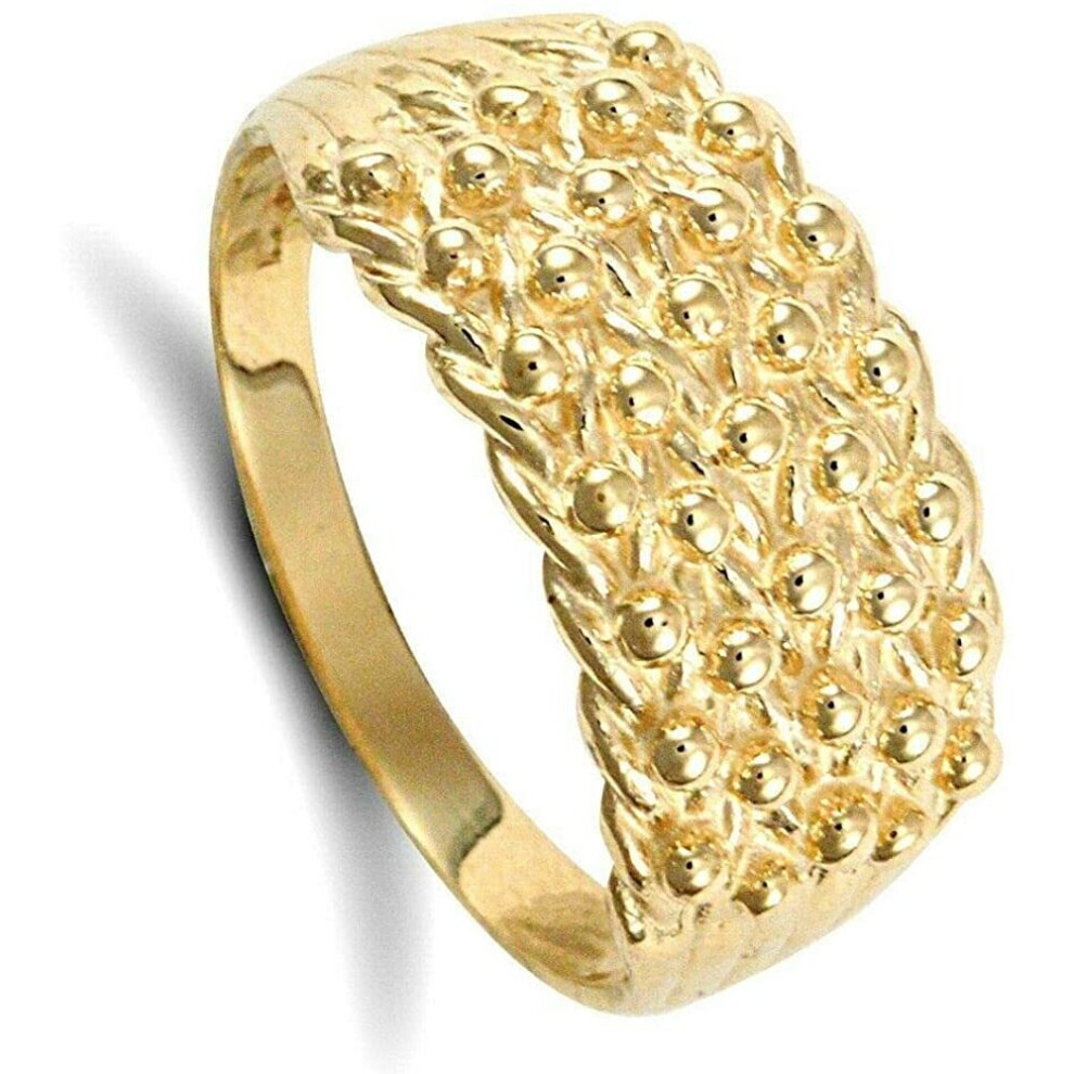 (W) Yellow Gold Keeper Ring Gents 5 Row Solid 9 Carat Hallmarked British made