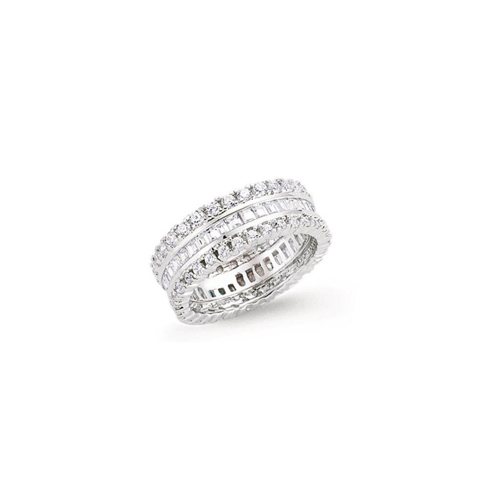 (R) Wedding Ring Wedding Band Platinum Plated Sterling Silver Wedding Ring