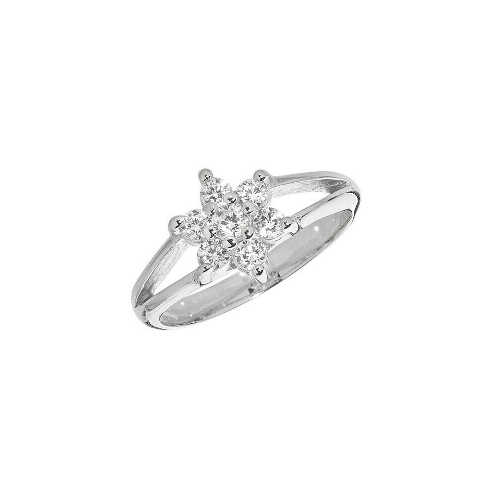 (D) Childrens Silver Ring Sparkly Cluster Platinum Plated 925 Hallmark