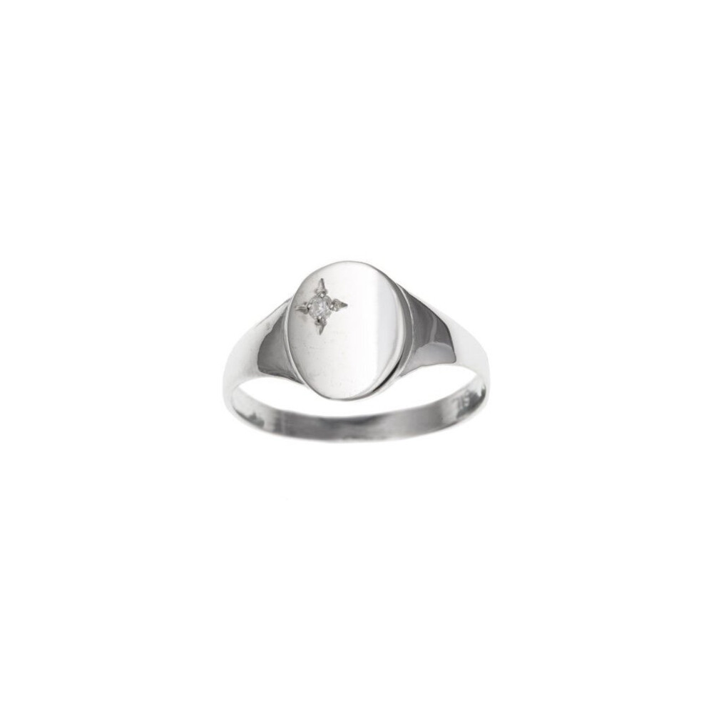(Q) Silver Signet Ring Ladies Signet Ring Oval Signet Ring With Stone