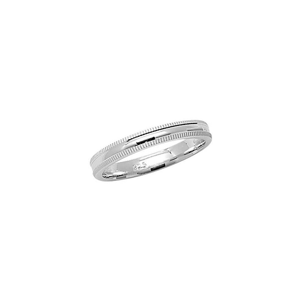(R) Wedding Ring Wedding Band 3mm Millgrain Wedding Ring Sterling Silver
