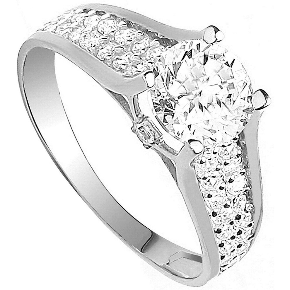 (Q) White Gold Solitaire Ring Hallmarked 1.50ctw Stones Engagement Ladies