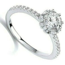 (J) Beautiful Solitaire Engagement Ring 1.00ctw Sterling Silver 925 Hallmark