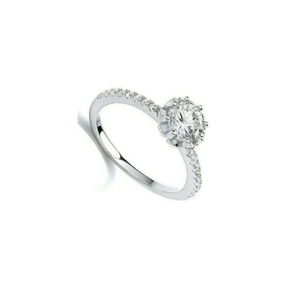 (K) Beautiful Solitaire Engagement Ring 1.00ctw Sterling Silver 925 Hallmark