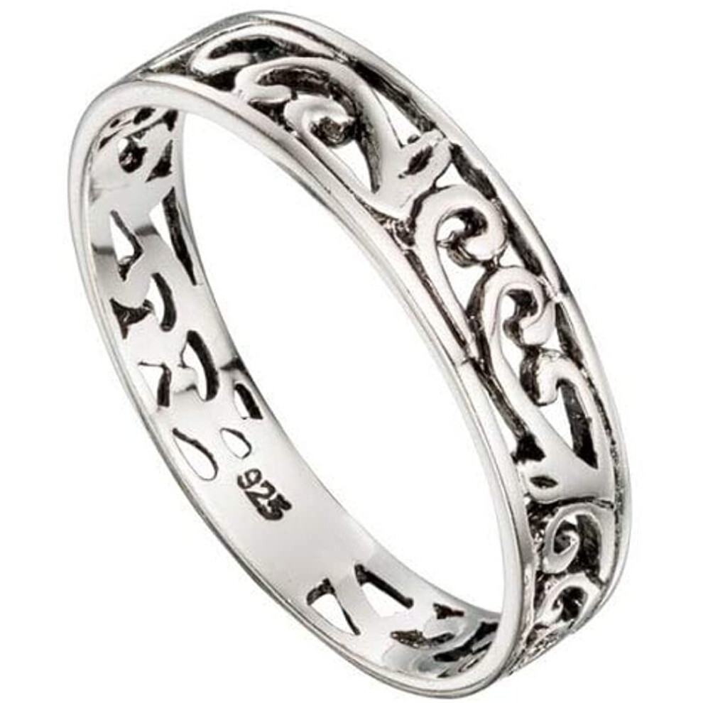 (V) Sterling Silver Filigree Ring Band 925 Hallmark Wedding