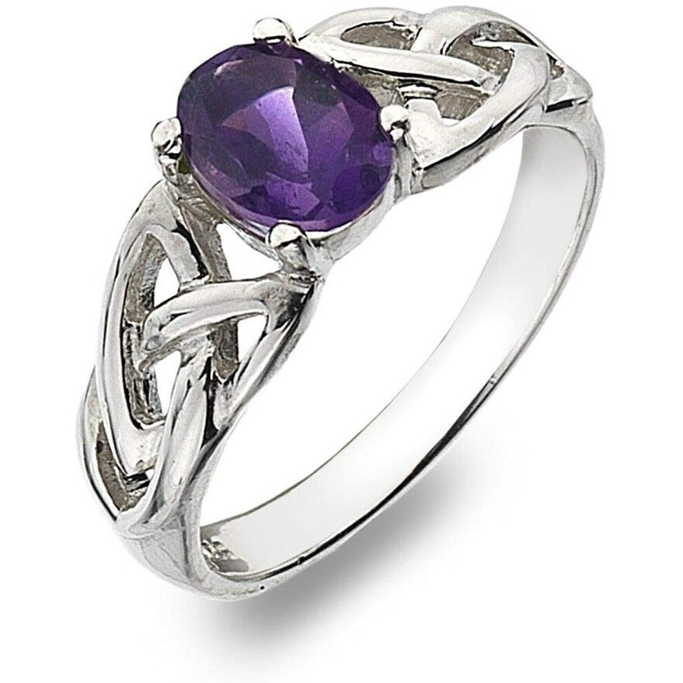 (N) Amethyst Celtic Knot Ring Sterling Silver 925 Hallmark Size J - Q Brand New Gift