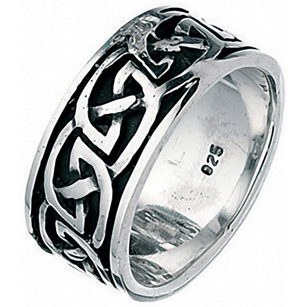 (Y) Men's Silver Wedding Band Solid Sterling Silver Celtic Ring