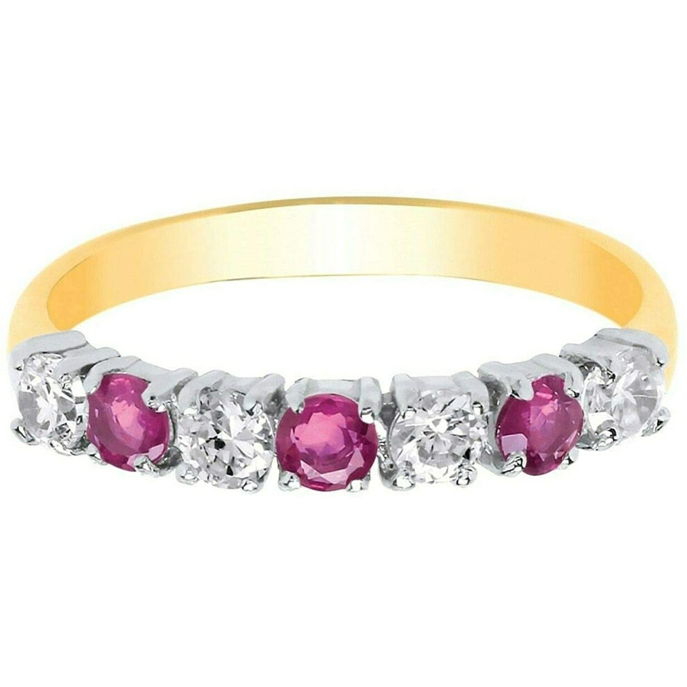 (L) Ruby Eternity Anniversary Ring Solid Yellow Gold Hallmarked British Made