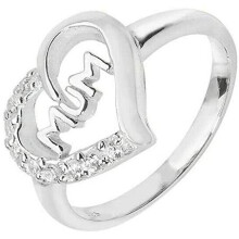 (J) Silver Heart Mum Ring 925 Hallmarked Rhodium Finish Size J - R British Made