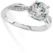(M) Silver Solitaire Engagement Ring Sterling Silver 925 Hallmark Rhodium Size J-R