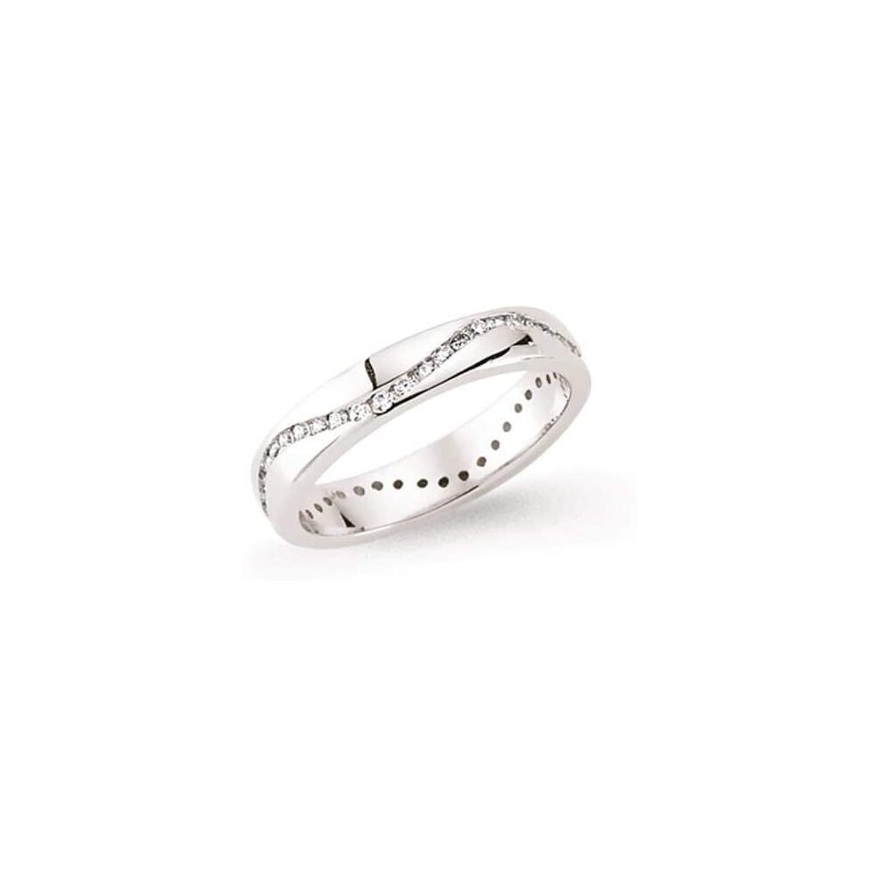 (L) Wedding Ring Wedding Band 4mm Sterling Silver Ring Platinum Plated