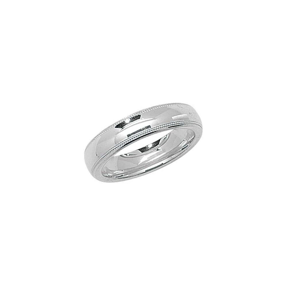 (N) Millgrain Wedding Ring Solid Sterling Silver 5mm Band Size M - Z