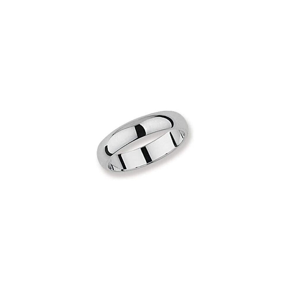 (J) Silver Wedding Ring D Shape Band 4mm Wide 925 Hallmark size J - Z