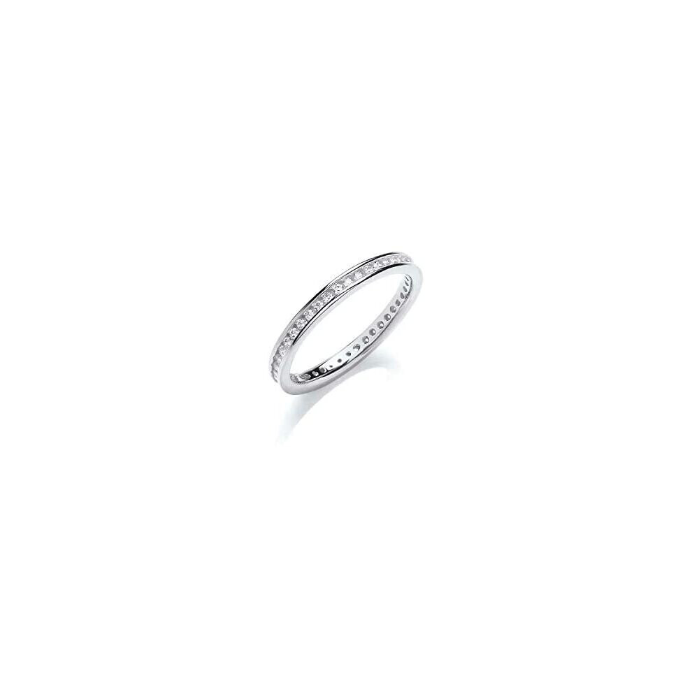 (M) Gemstone Full Eternity Ring Solid Silver Wedding Band 925 Hallmarked J Jaz