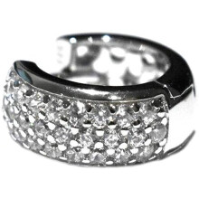 Mens Huggie Hoop Earring Pave Cubic Zirconia Solid Sterling Silver Gents Creole