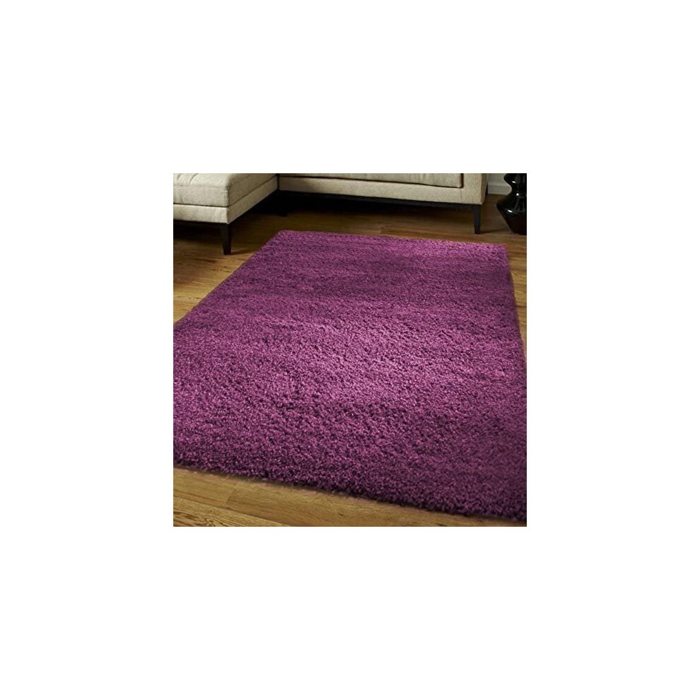 (80cm x 150cm) Abaseen Shaggy Rug Carpet With Underlay in Purple