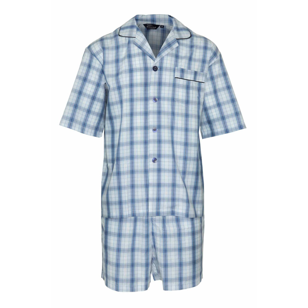 (3XL, Blue) Champion Mens Polycotton Short Pyjama Lounge Wear Set