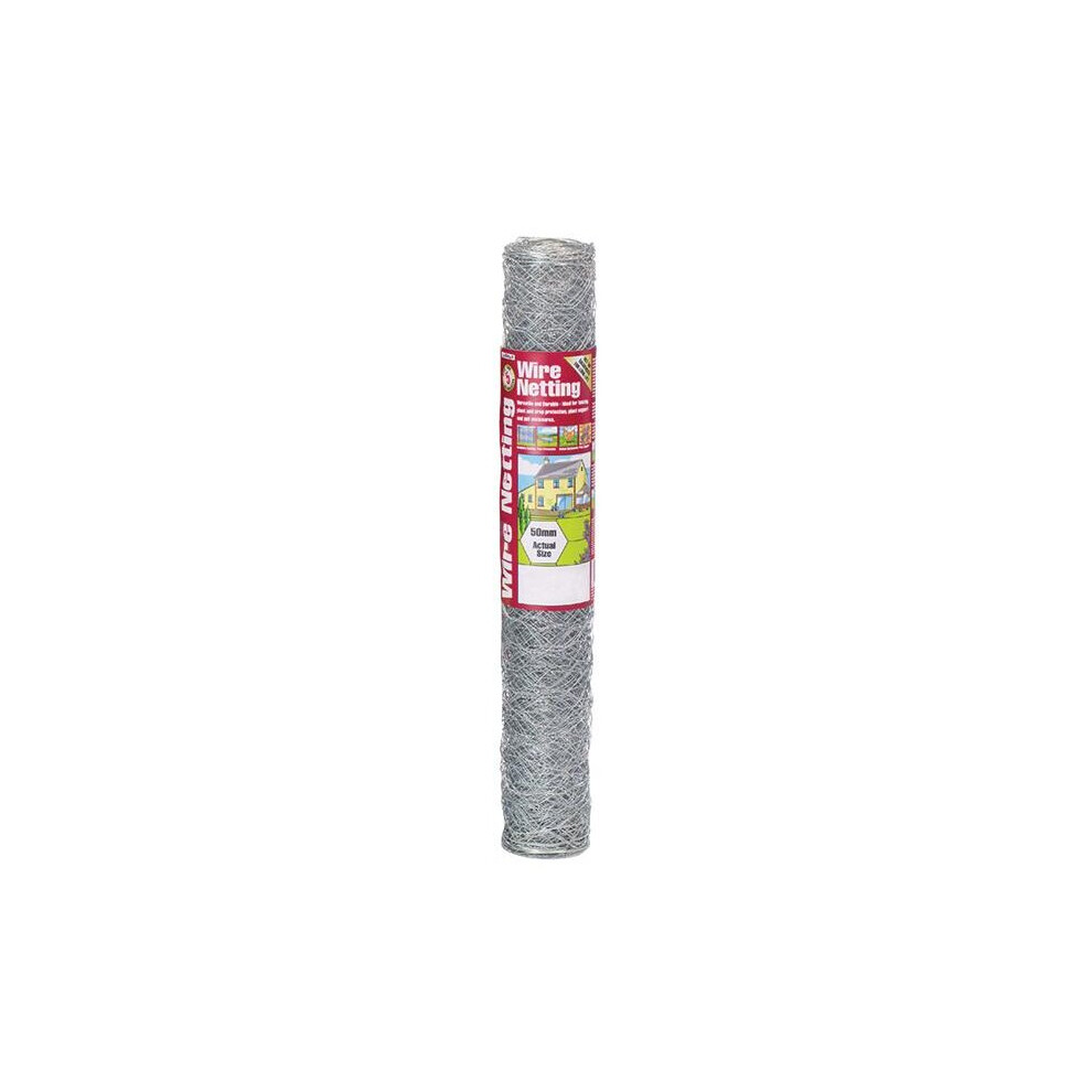 Gardman Galvanised Wire Netting 50mm² Hexagon, 10 x 0.6m 50045