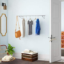 (Chrome) 6ft Wall Mounted Garment Clothes Rail