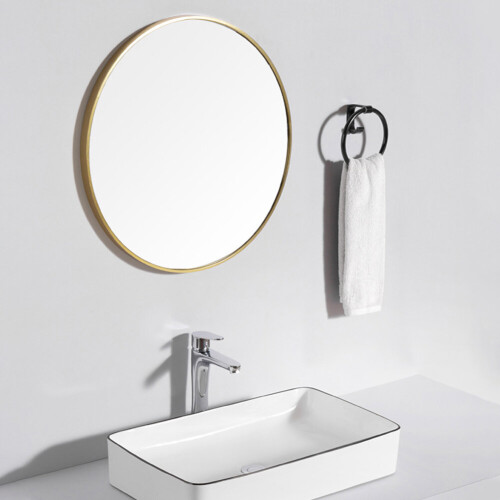 Living And Home (Gold 50CM) Slim Frame Round Mirror 1
