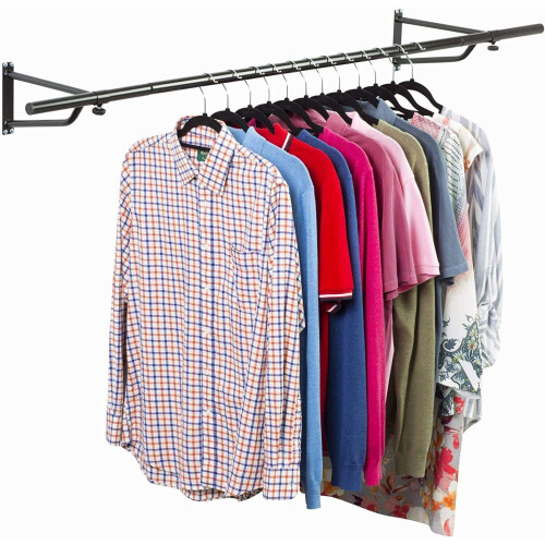 Direct Online Houseware (Black) 6ft Wall Mounted Garment Clothes Rail 1