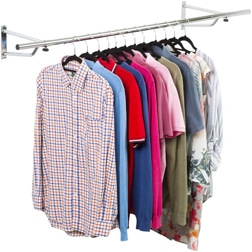 Direct Online Houseware (Chrome) 6ft Wall Mounted Garment Clothes Rail 1