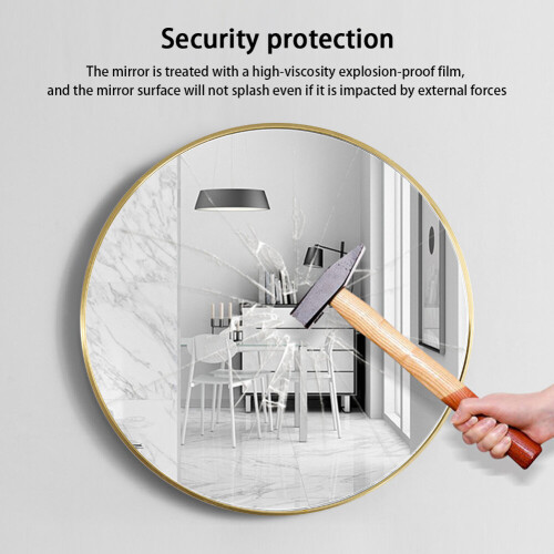 Living And Home (Gold 50CM) Slim Frame Round Mirror 2
