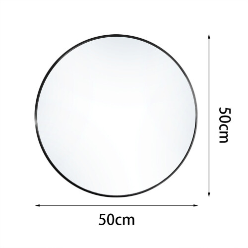 Living And Home (Black 50CM) Slim Frame Round Mirror 1