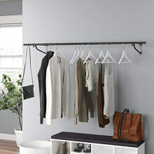 (Black) 6ft Wall Mounted Garment Clothes Rail