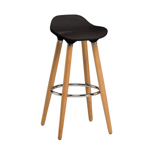 Premier Housewares Black Abs Beech Wood Bar Stool, Easy to Clean Kitchen Bar Stool, Footrest Support Bar Stool