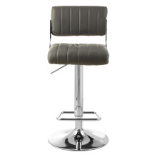 Grey Channel Design Seat Bar Stool, Adjustable Height Kitchen Bar Stool, Footrest Swivel Barseat
