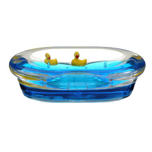 Premier Housewares Floating Duck Soap Dish - Clear Blue Acrylic, 13x9x3 cm