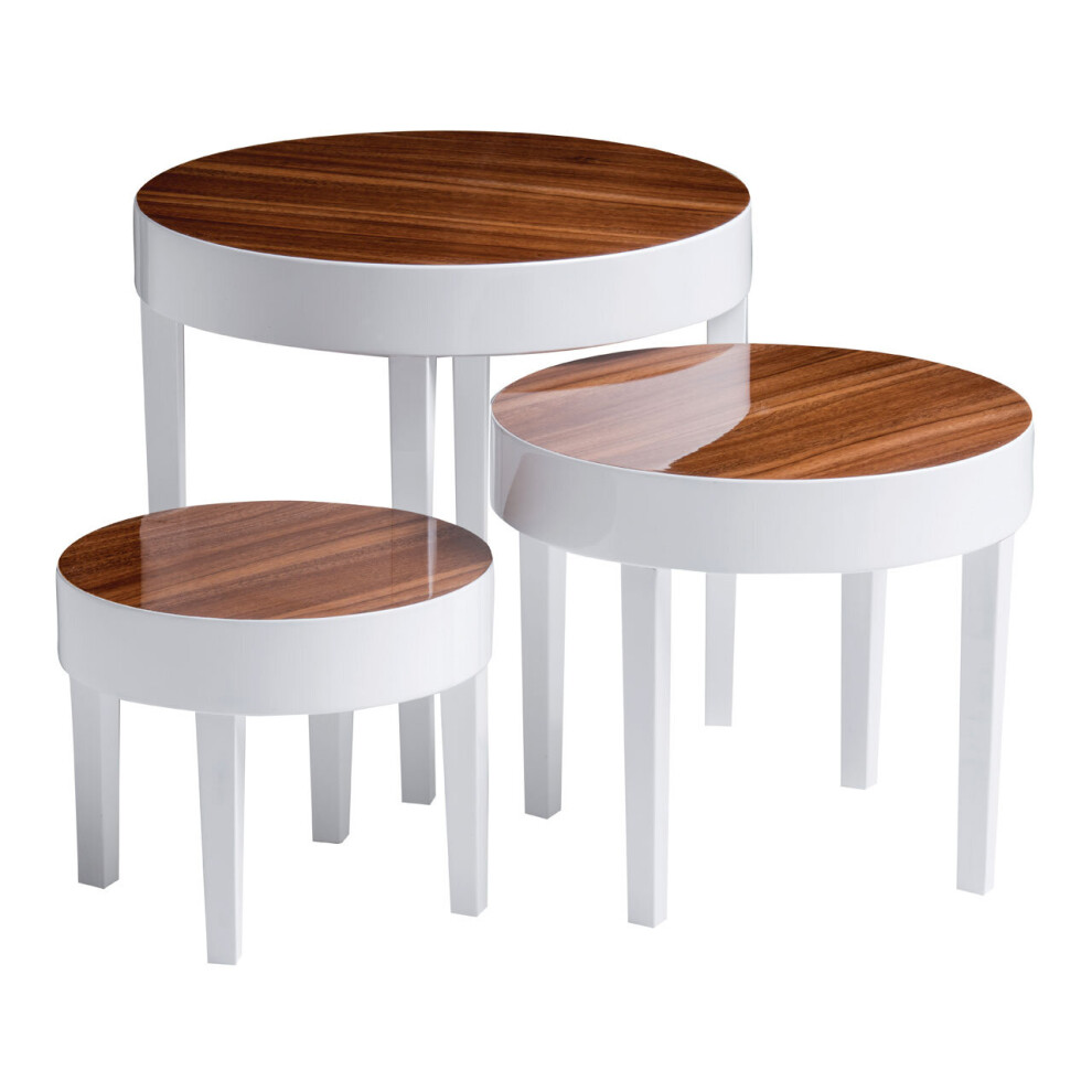 Premier Housewares Moritz Nest of 3 White High Gloss Table