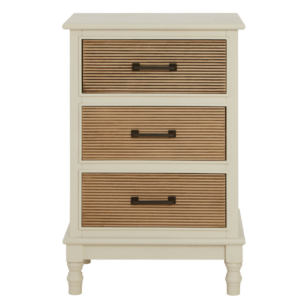 3 Drawer White Chest Dresser, Renewable Pine Wood End Table, Shaker-Inspired Design with Contrasting Drawers