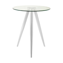 Elegant Round Bar Table, Tripod Base Circular Bar Table, Transparent Top Round High Table For Livingroom