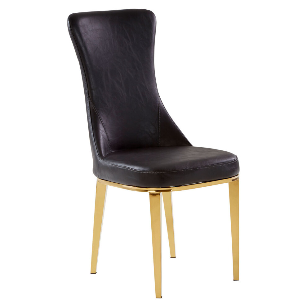 Premier Housewares Black Leather Dining Chair, Effortless Cleaning Lounge Chair For Living Room, Space-Saving Dining Chair