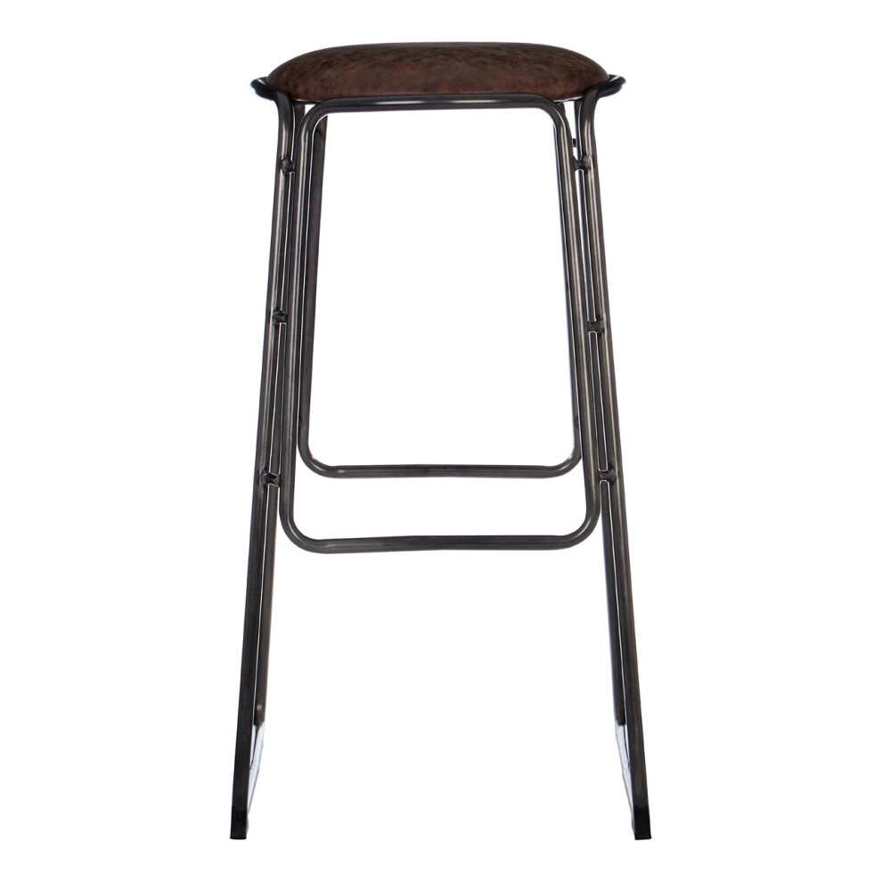 Premier Housewares Versatile Design Mocha Bar Stool With Gunmetal Legs, Durable Bar Stool, Sleek Minimalist Kitchen Stool