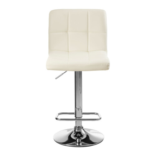 Premier Housewares Sleek White Quilted Chrome Base Bar Stool, Comfortable Bar Chair, Adjustable Height Modern Bar Stool