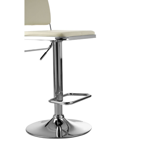 Premier Housewares White Seat And Chrome Base Bar Stool, Adjustable Height Kitchen Bar Stool, Footrest Swivel Barstool 2