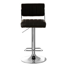 Black Channel Design Seat Bar Stool, Adjustable Height Kitchen Bar Stool, Footrest Swivel Barseat