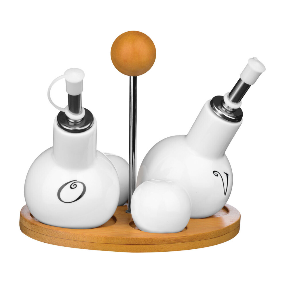 Premier Housewares 4Pc Round Condiment Set White