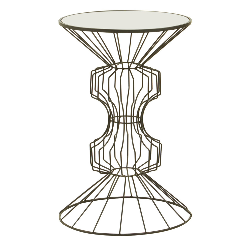Compact Black Finish Table, Practical Side Table By Couch For Livingroom, Mirrored Top Small Lounge Table
