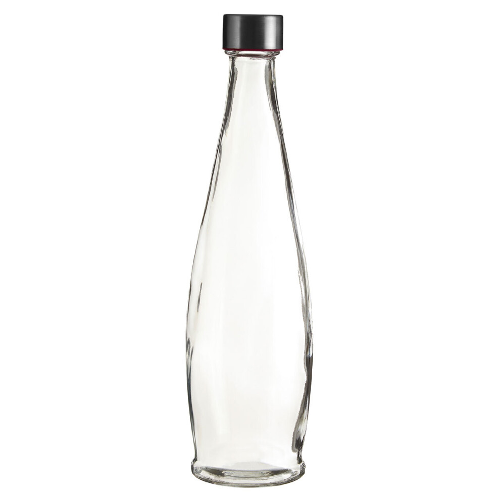Premier Housewares Elegant Clear Glass 1000Ml Bottle With Metal Lid, Versatile Clear Glassware, Transparent Drinking Glass