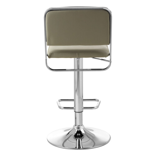 Premier Housewares Light Grey Seat and Chrome Base Bar Stool, Adjustable Height Kitchen Bar Stool, Footrest Swivel Barstool 2